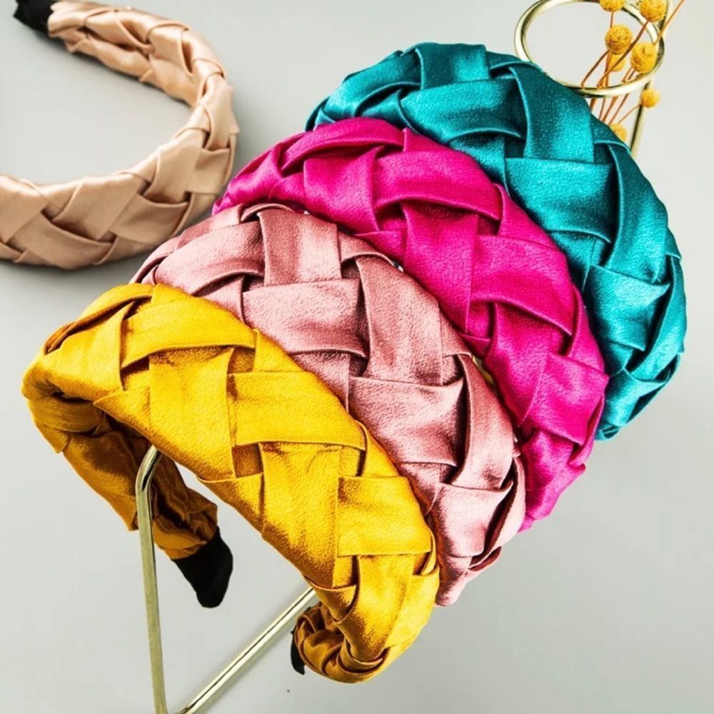Satin Braided Cross Knot Wide Headband